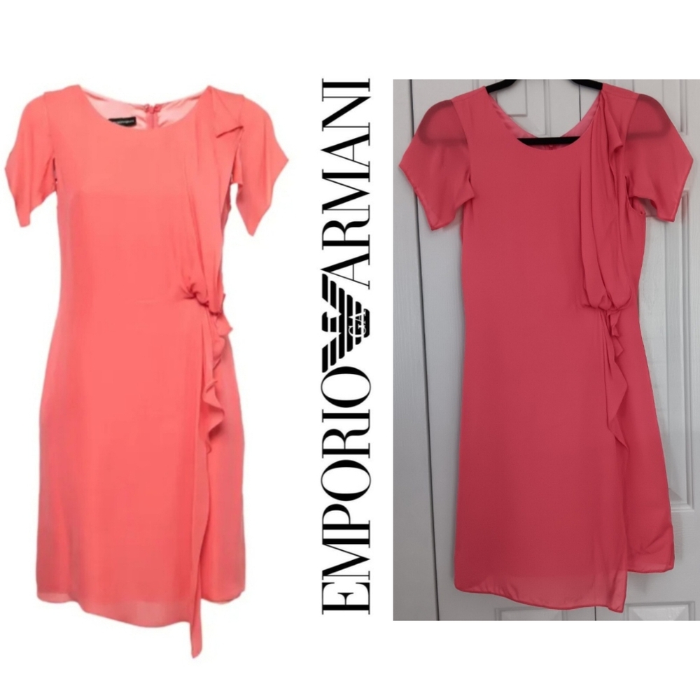 100% Silk Emporio Armani Coral Pink Dress